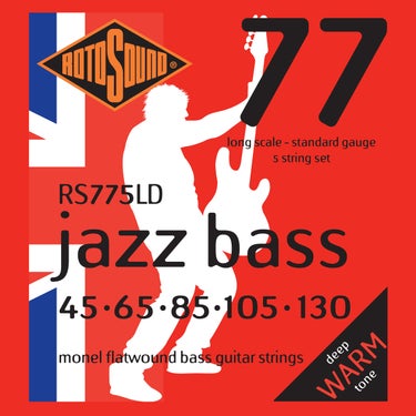 Rotosound RS775LD Flatwound 5-String Bass Guitar Strings 45-130