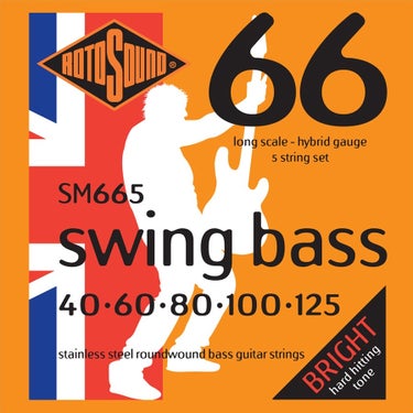 Rotosound SM665 Swing Stainless Steel 5-String Bass Guitar Strings 40-125