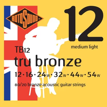 Rotosound TB12 Tru Bronze Acoustic Guitar String Set 12-54 80/20