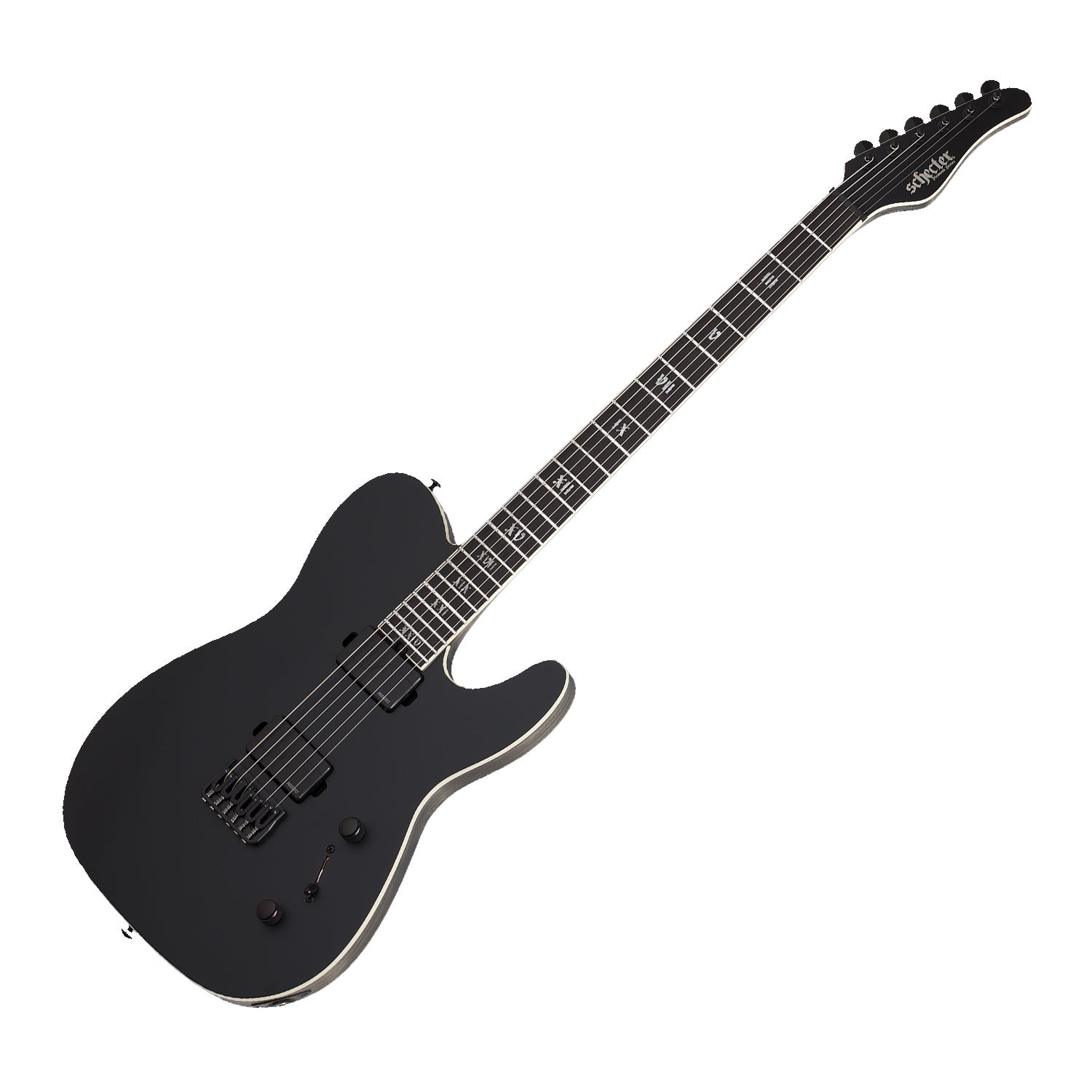 Schecter PT SLS Elite Evil Twin 6 String Electric Guitar Ebony HH Satin Black 1342