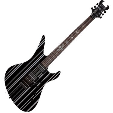 Schecter Synyster Gates Custom Electric Guitar - Gloss Black with Silver Stripes, 1739