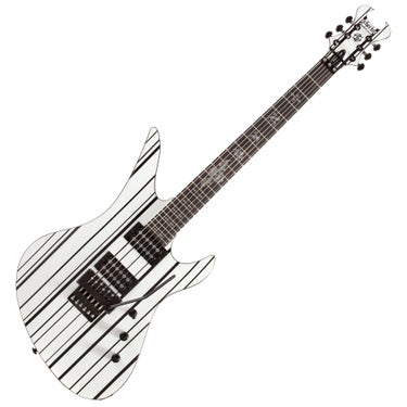 Schecter Synyster Gates Custom Electric Guitar - Gloss White with Black Pinstripes, 1746