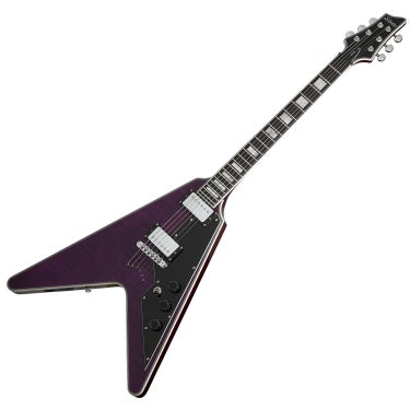 Schecter V1 Custom 6 String Electric Guitar Ebony HH Trans Purple 654