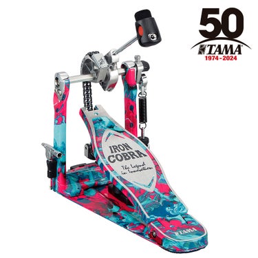 TAMA HP900RMCS 50th Anniversary Limited Edition Iron Cobra Rolling Glide Single Pedal - Marble Coral Swirl