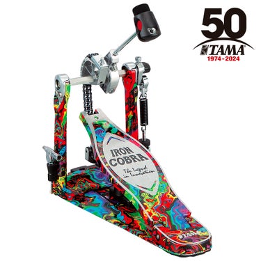 TAMA HP900RMPR 50th Anniversary Limited Edition Iron Cobra Rolling Glide Single Pedal -  Marble Psychedelic Rainbow