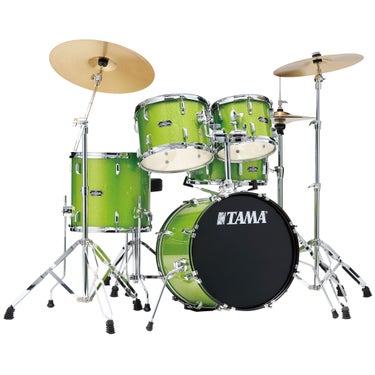 TAMA ST58H6C-LGS Stagestar 5-Piece Drum Kit with 18" Bass Drum, Cymbals and Hardware - Lime Green Sparkle
