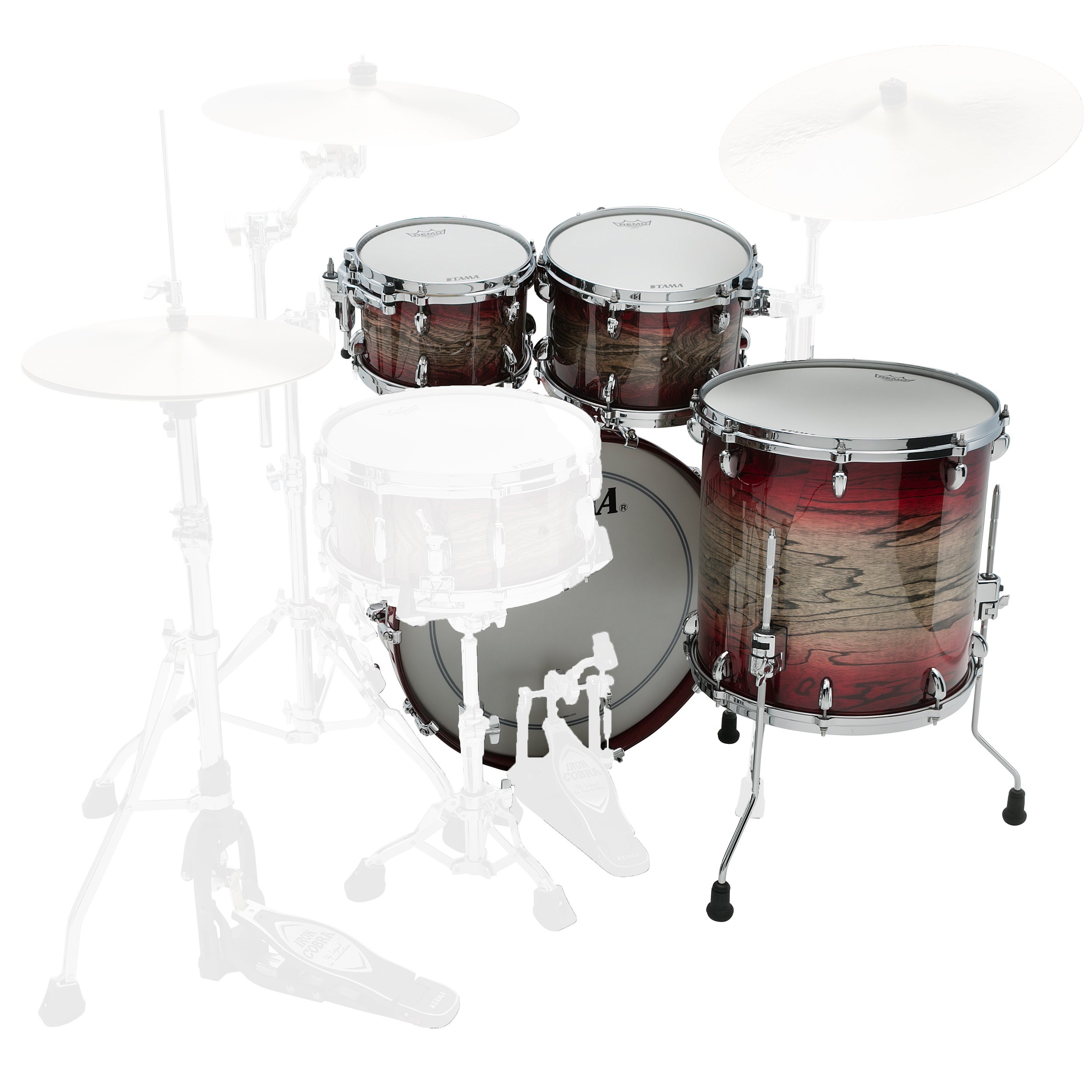 TAMA TW42RZS-AGJB STAR Walnut 4-piece Shell Kit with 22" Bass Drum - Garnet Japanese Sen Burst