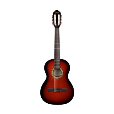 Valencia VC263H CSB 3/4 Size Hybrid Classical Guitar, Thin-Neck Nylon String Sunburst High-Gloss Finish