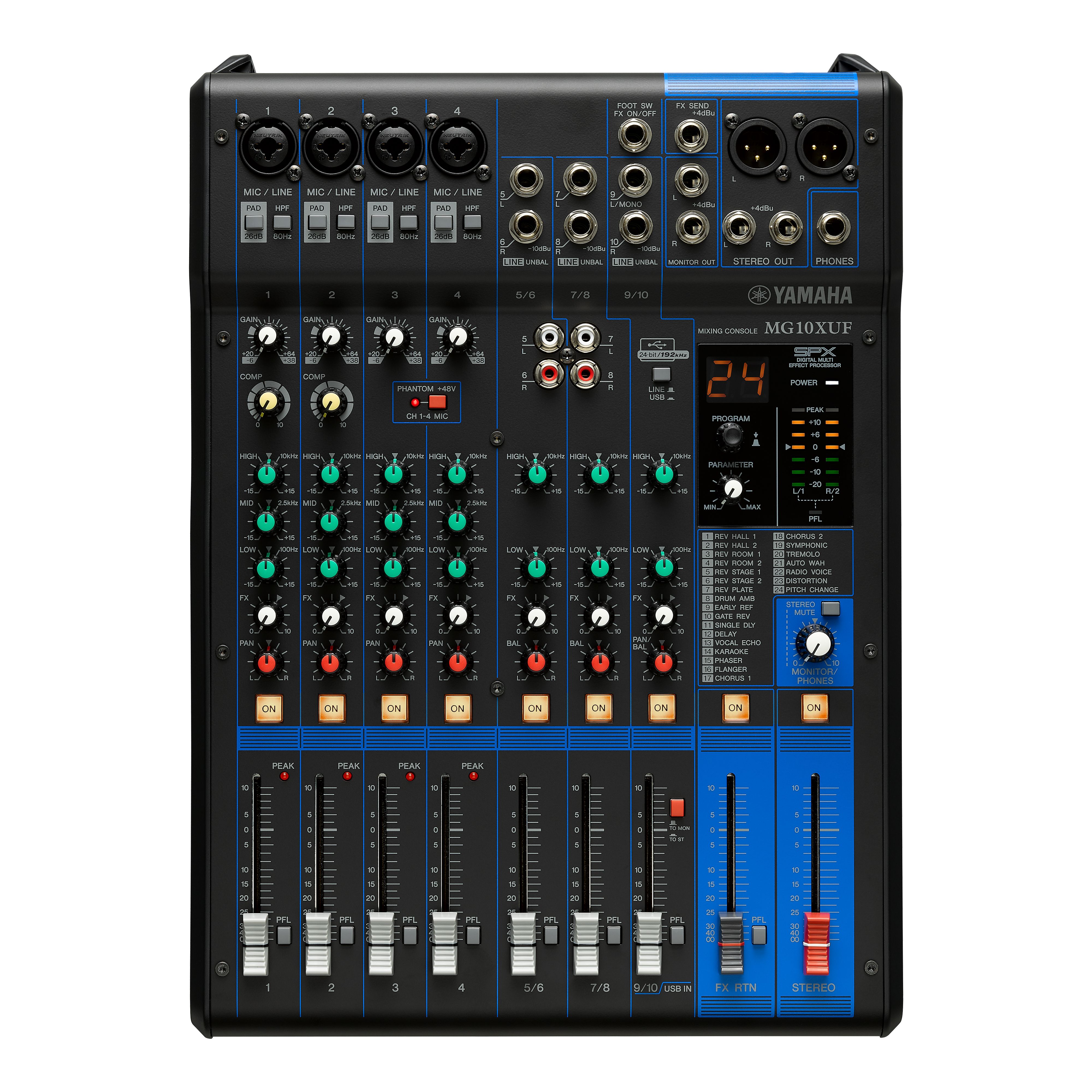 Yamaha MG10XUF 10-channel Mixer with USB, FX and Faders | Music Works